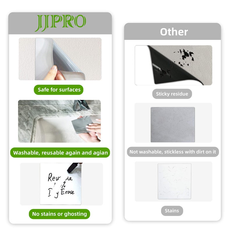 JJPRO Dry Erase Sticky Notes. Reusable Whiteboard Stickers 4"x4" - 24 Pack. Suitable for All Smooth Surface. Great for Labels, Lists, Reminders and Decals. Washable, Removable - Image 5